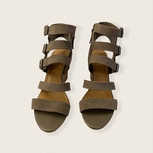 Crown Vintage Serena Suede Grey Wedge Sandals, 9.5